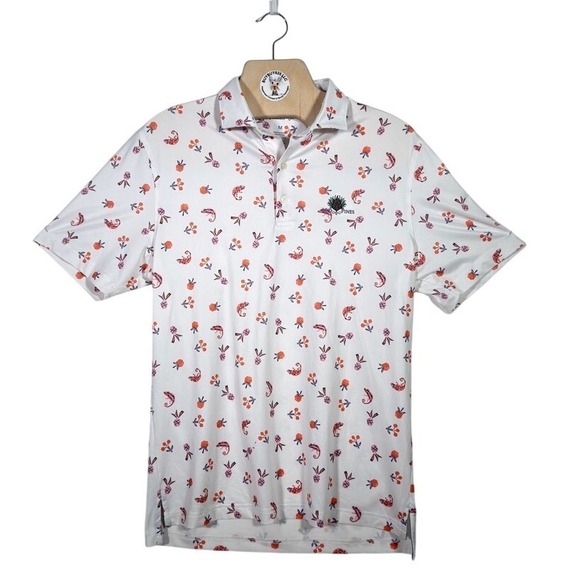 johnnie-O Other - Johnnie-O Flynn Mens M White Chameleon Pineapple Mid Pines Golf Polo JMPO5700